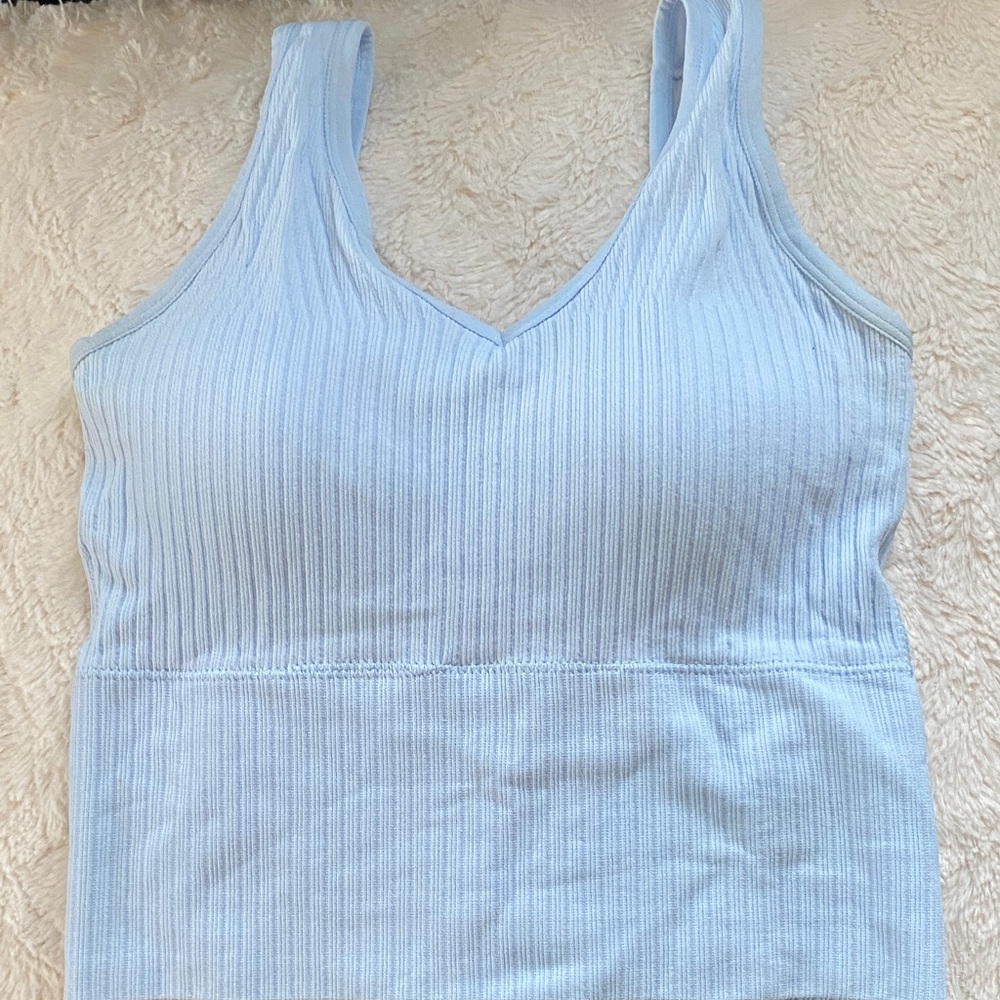 Light Blue Ribbed Tank Top - Picture 7 of 9